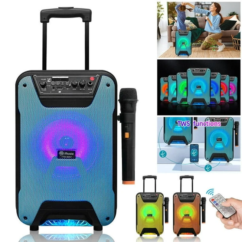 NEW TTD-8257 20W Portable 8INCH Outdoor Wireless Bluetooth Trolley Saboofer Party DJ Home Karaoke Speaker With Wireless Microphone 🎤 - Thumbnail 6