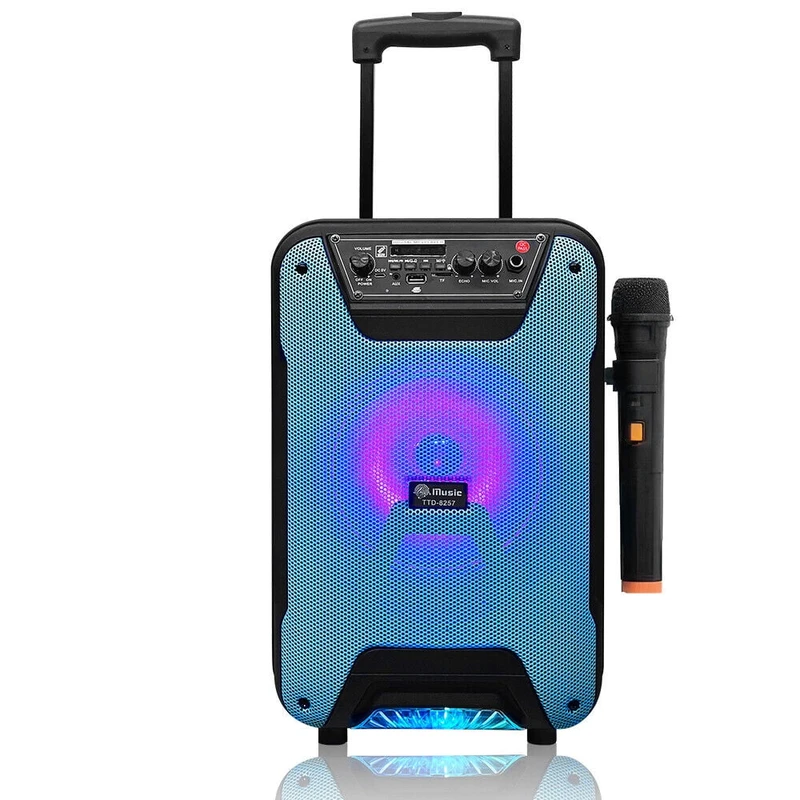 NEW TTD-8257 20W Portable 8INCH Outdoor Wireless Bluetooth Trolley Saboofer Party DJ Home Karaoke Speaker With Wireless Microphone 🎤 - Thumbnail 4