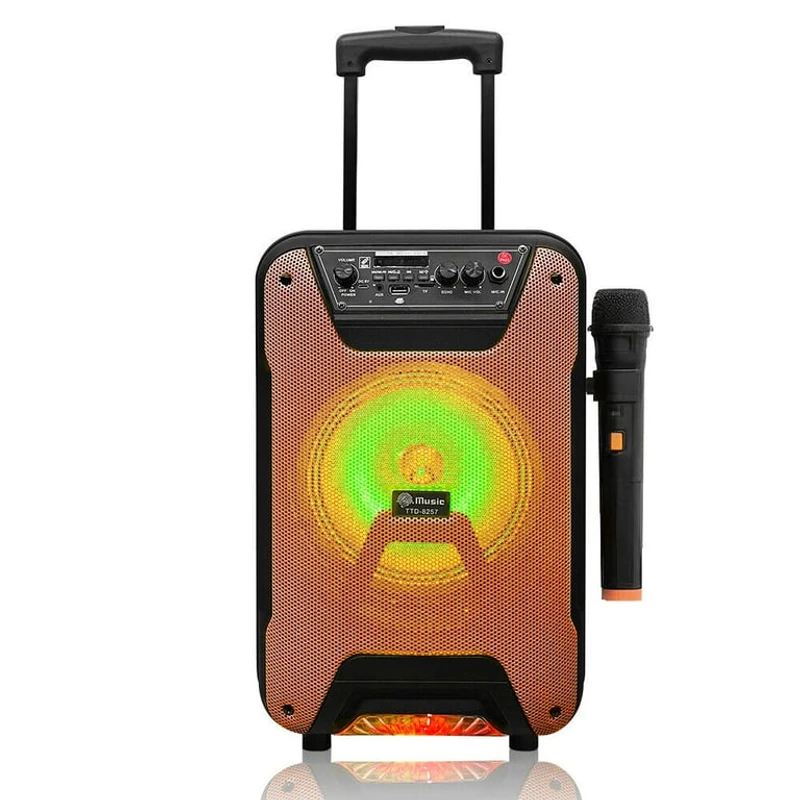 NEW TTD-8257 20W Portable 8INCH Outdoor Wireless Bluetooth Trolley Saboofer Party DJ Home Karaoke Speaker With Wireless Microphone 🎤 - Thumbnail 3